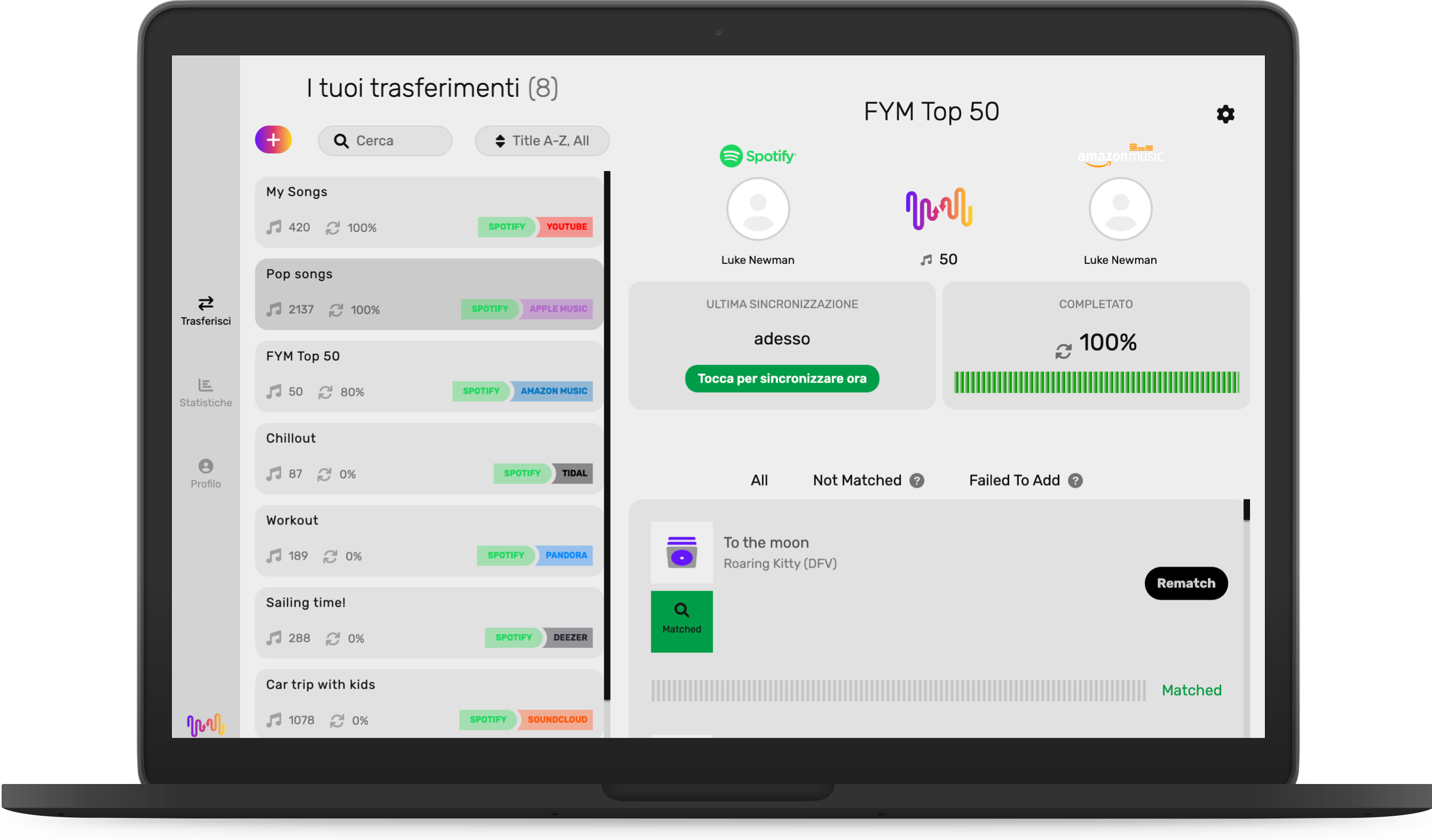 L'app FreeYourMusic ha abbinato lo schermo del desktop alle canzoni
