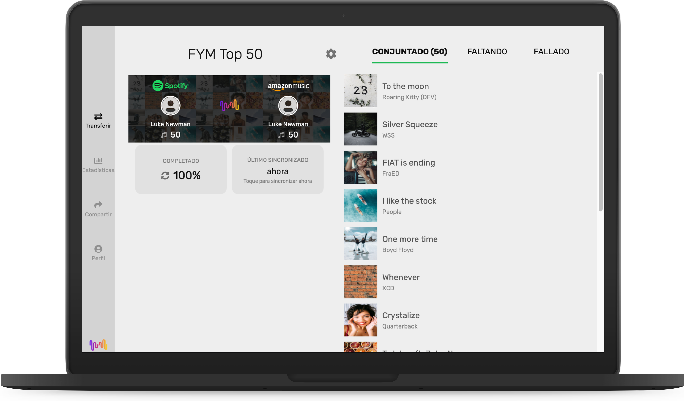 La aplicación FreeYourMusic conjunta con la pantalla del escritorio de las canciones