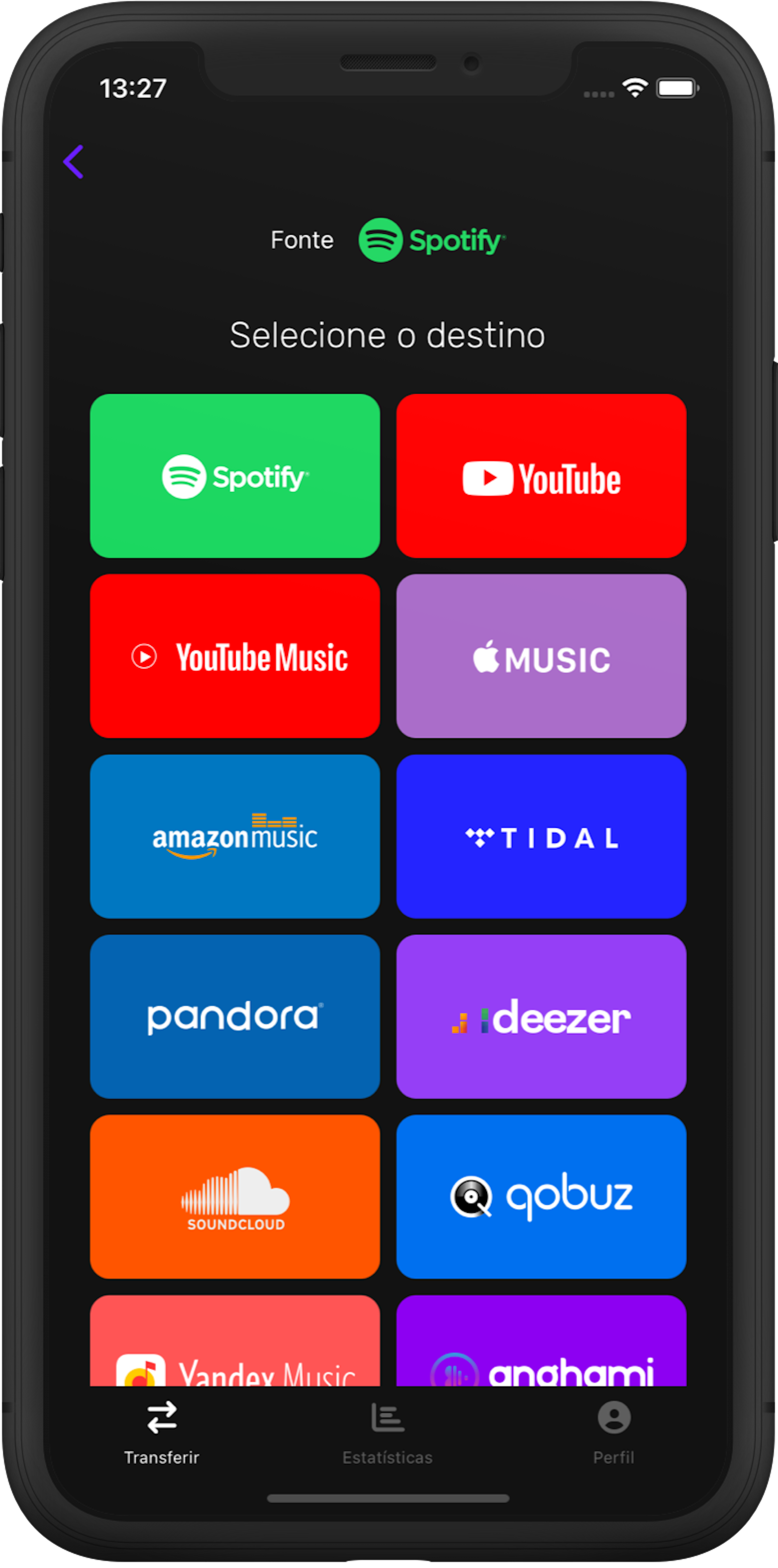 Etapa 2: Selecione Apple Music como plataforma de música de destino