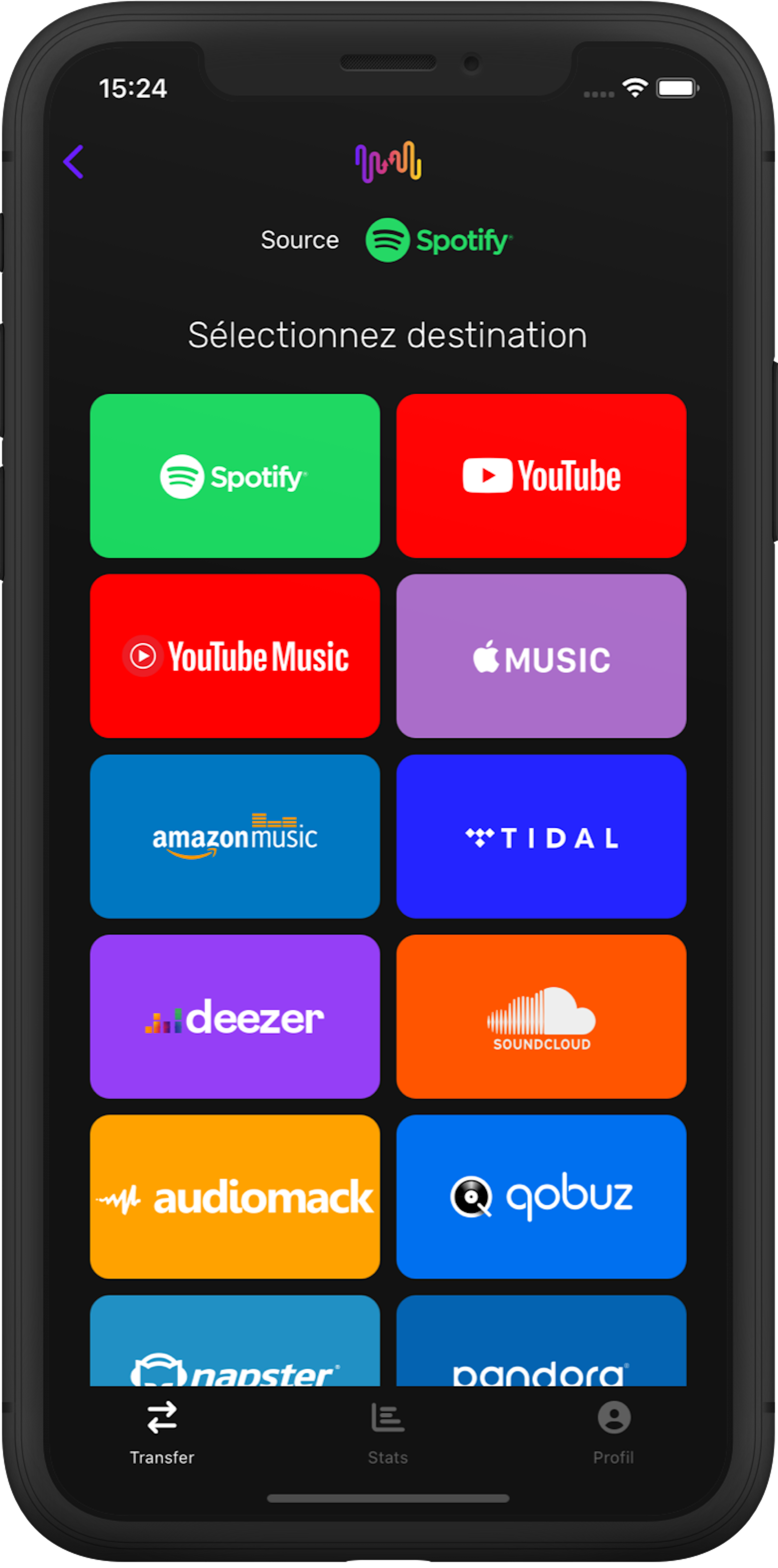 Étape 2 : sélectionnez Deezer comme plate-forme musicale de destination