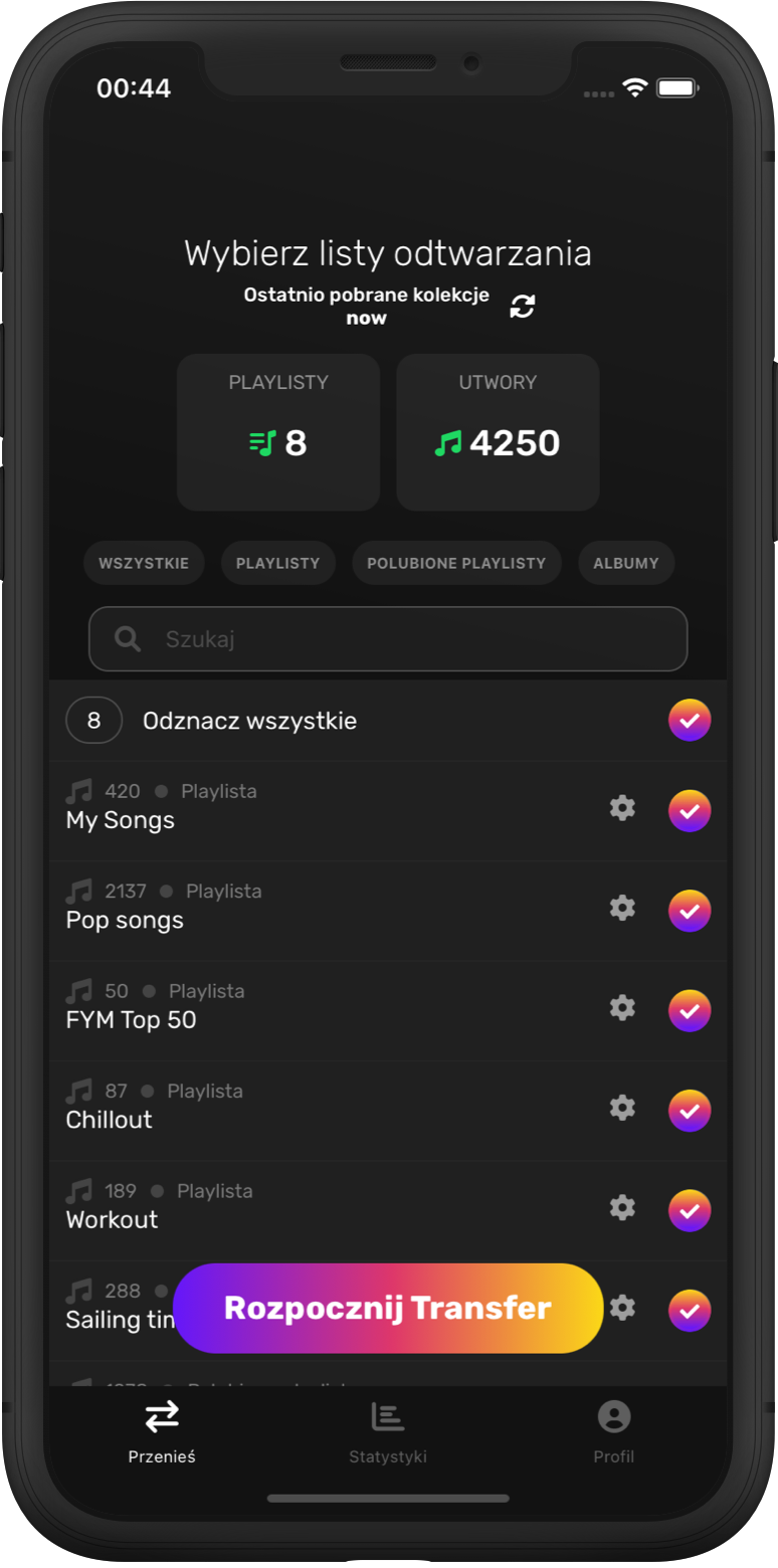 Aplikacja FreeYourMusic wybiera elementy na ekranie iOS