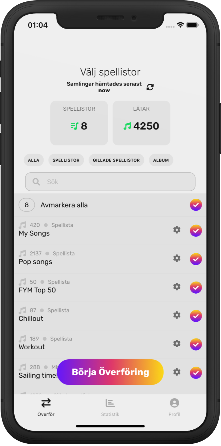 FreeYourMusic app utvalda artiklar ios-skärm
