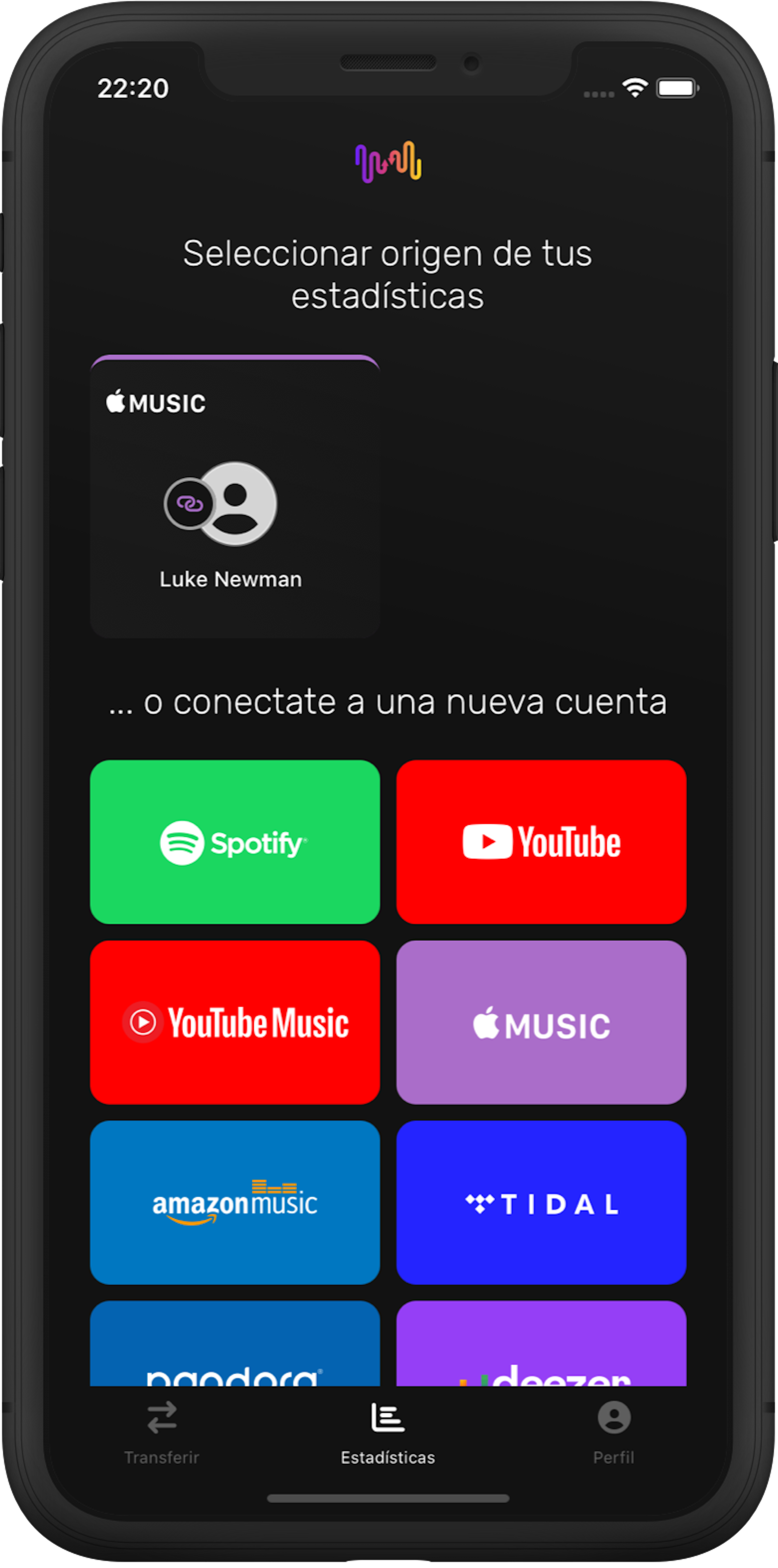 Selecciona tu servicio de música