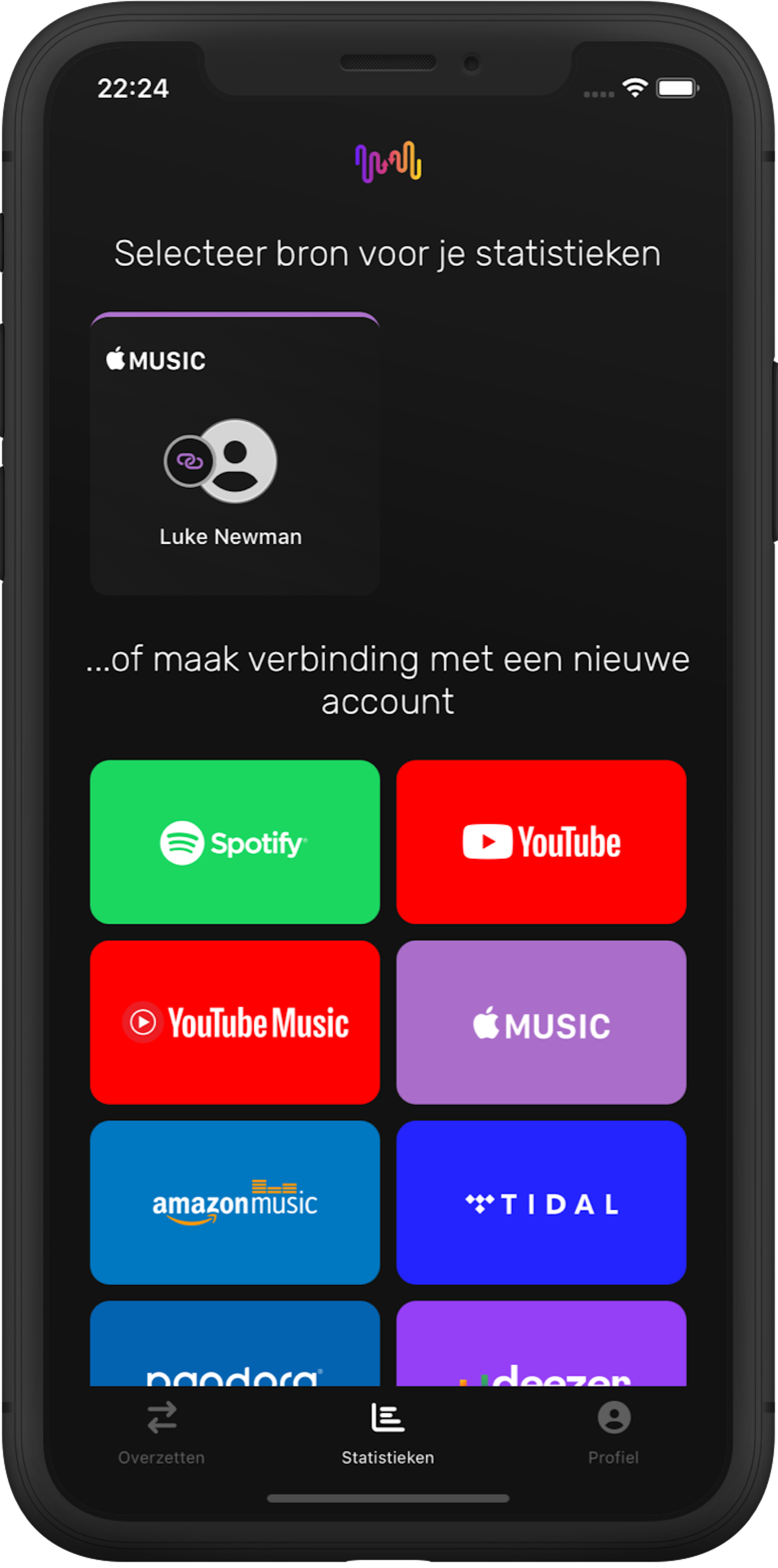 Selecteer je muziekdienst