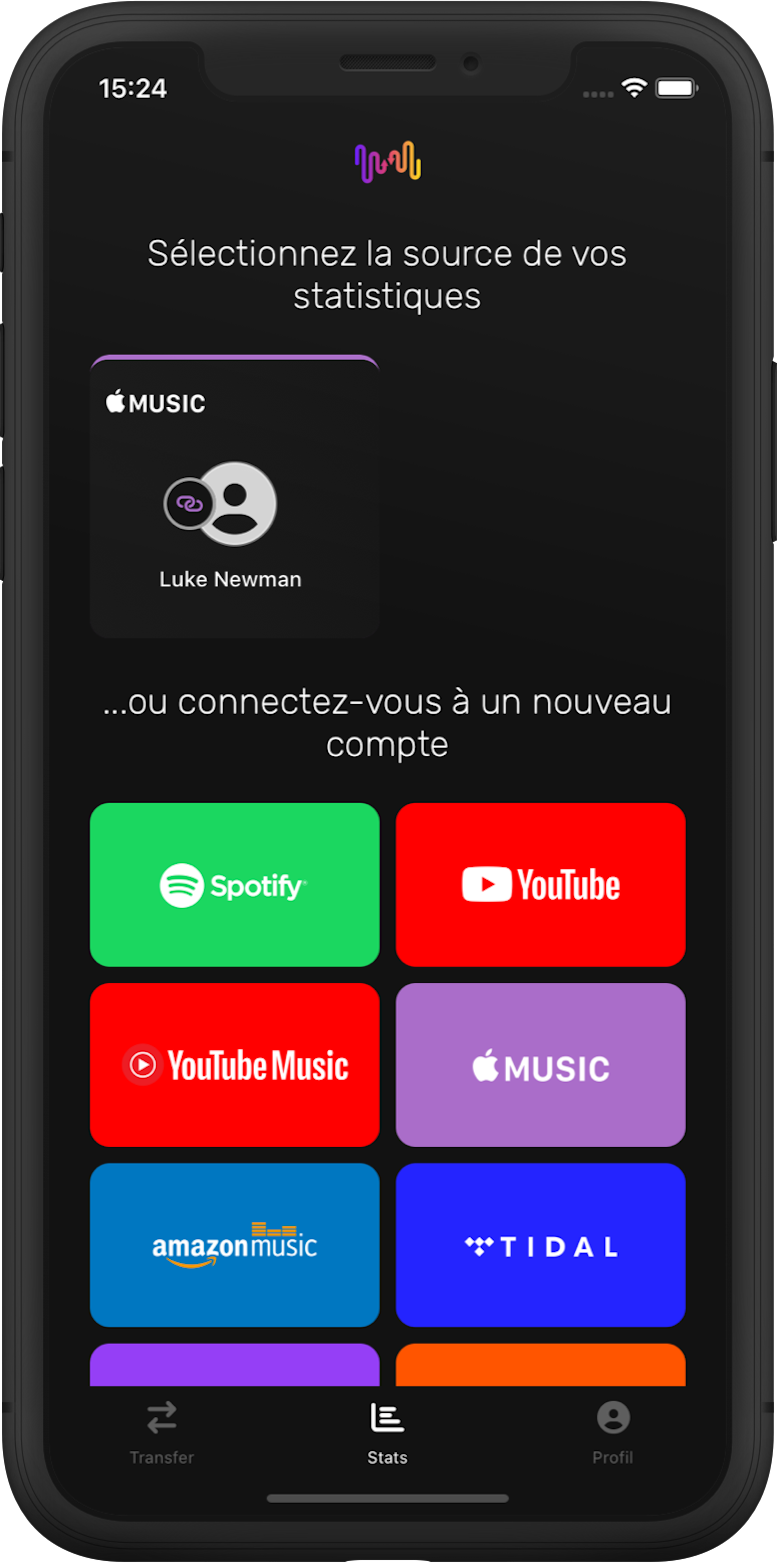 Sélectionnez votre service de musique